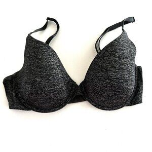 Victoria's Secret 32D Uplift Semi Demi Bra Heather Space Dye Black Convertible